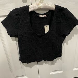 Francesca's Collections Black Textured Crop Top